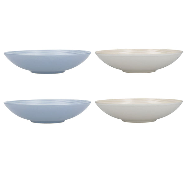 KitchenCraft Pasta Bowls Set of 4 in Gift Box, Lead-Free Glazed Stoneware, Blue / Cream, 22cm image 2