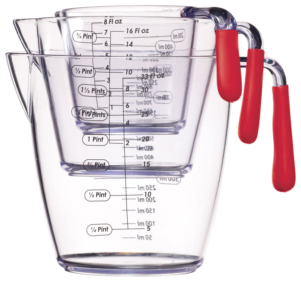 Colourworks 3 Piece Red Acrylic Measuring Jug Set image 1