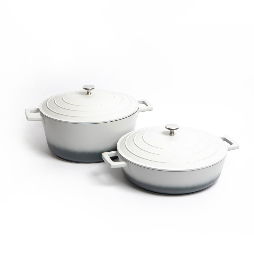 2pc Cookware Set with Grey Ombre Non-Stick Cast Aluminium Casserole Dishes 28cm/4L and 28cm/5L image 1