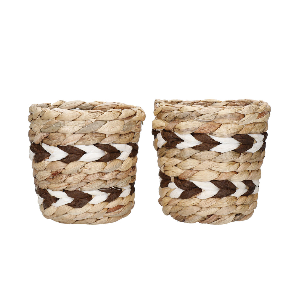 KitchenCraft Water Hyacinth Planters, Set of 2, Striped Design image 1