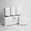 5pc Gift-Boxed Iced White Storage Set with Tea, Coffee & Sugar Canisters, Utensil Store and Bread Bin - Lovello image 1