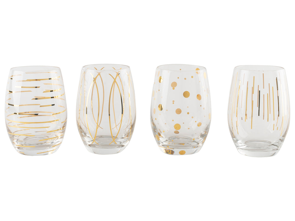Mikasa Cheers Metallic Gold Set Of 4 Stemless 470 ml Wine Glasses image 1