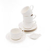 9pc White Porcelain Tea Set Set with 4x 220ml Tea Cups, 4x Saucers and Tea Bag Tidy - White Basics image 1