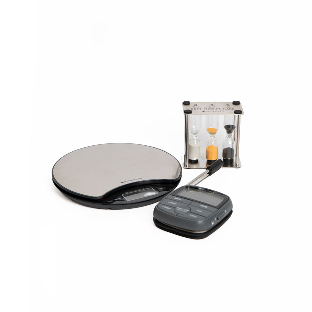 3pc Measuring Set with 'Dry & Liquid' Electronic Scales, Meat Thermometer and 2-in-1 Timer & Thermometer image 1