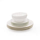 12pc White China Tableware Set with 4x Side Plates, 4x Dinner Plates and 4x Cereal Bowls - Cashmere