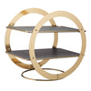Artesá 2-Tier Geometric Brass-Finished Serving Stand with Slate Serving Platters image 2