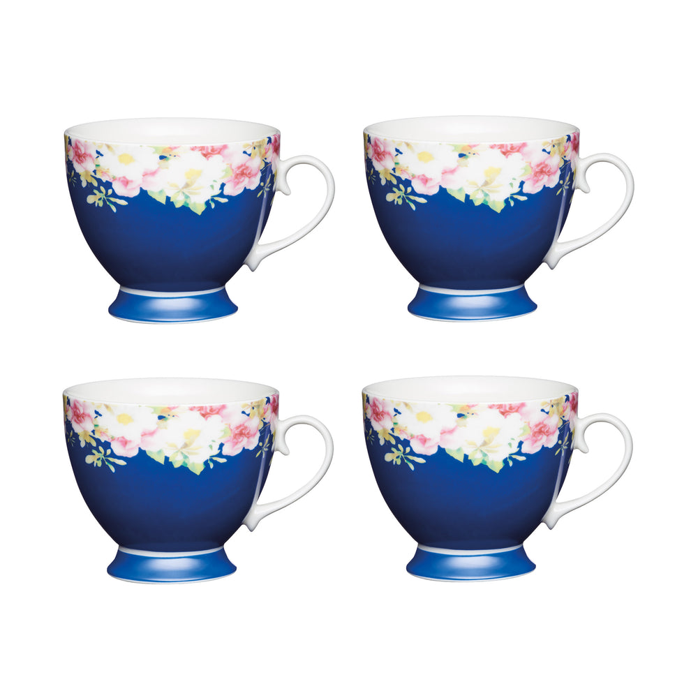 Set of 4 KitchenCraft China Blue Border Mugs image 1