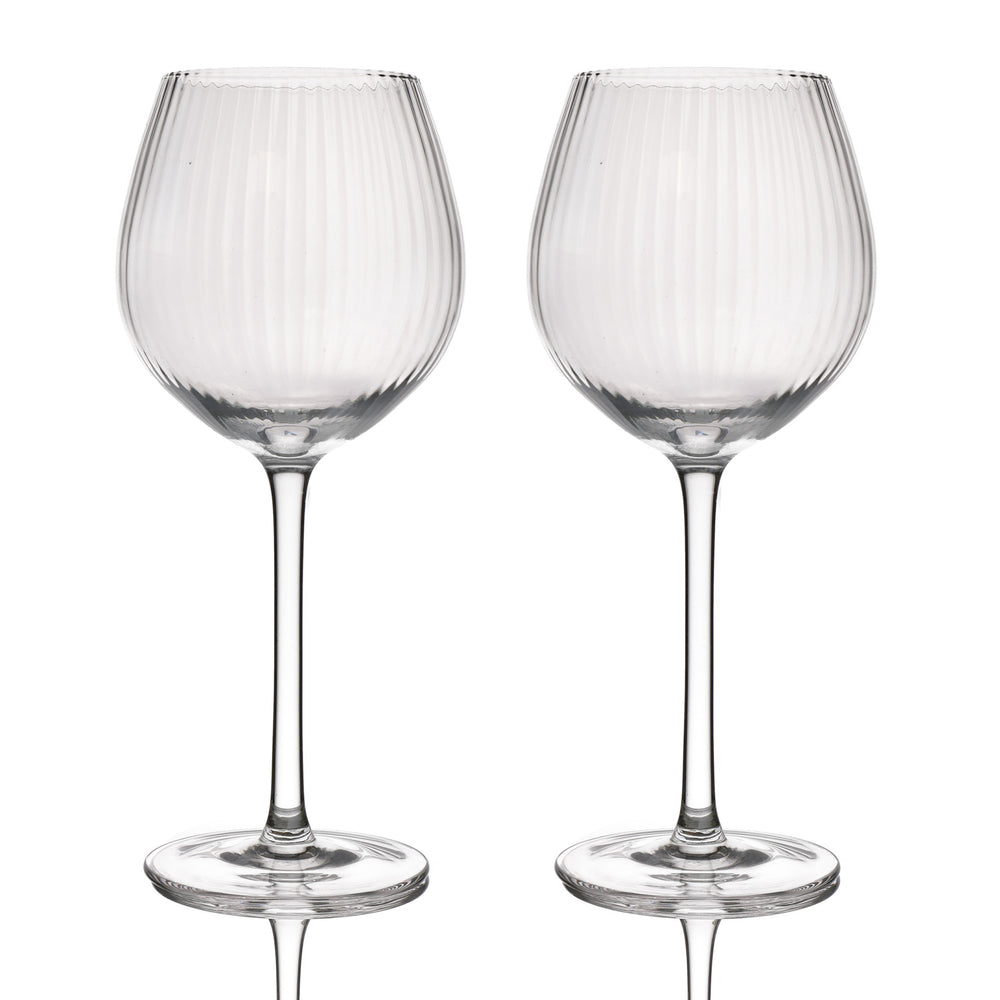 BarCraft Set of 2 Handmade Ribbed Gin Glasses in Gift Box image 1