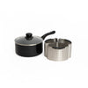 4pc Cooking Set Including Can-to-Pan Non-Stick Saucepan with Lid and 3x Stainless Steel Saucepan Divider Baskets image 1