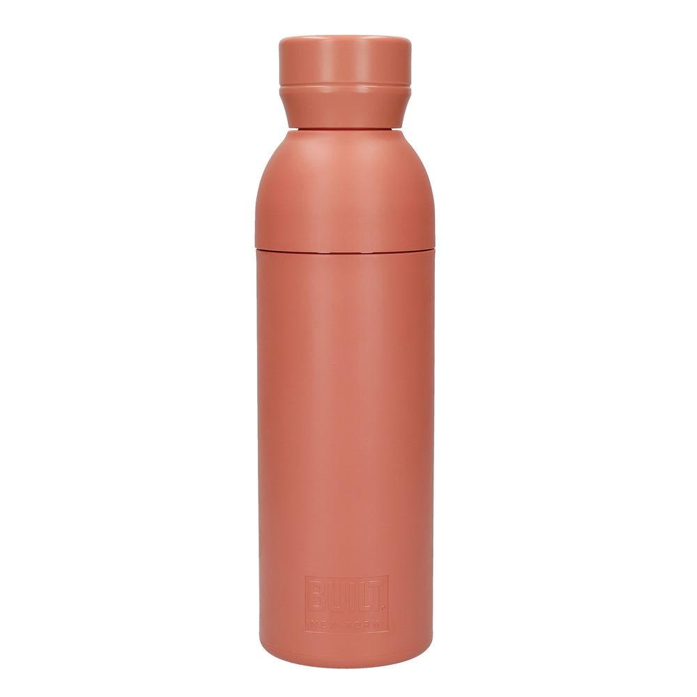 BUILT Planet Bottle, 500ml Recycled Reusable Water Bottle with Leakproof Lid - Coral Pink image 1