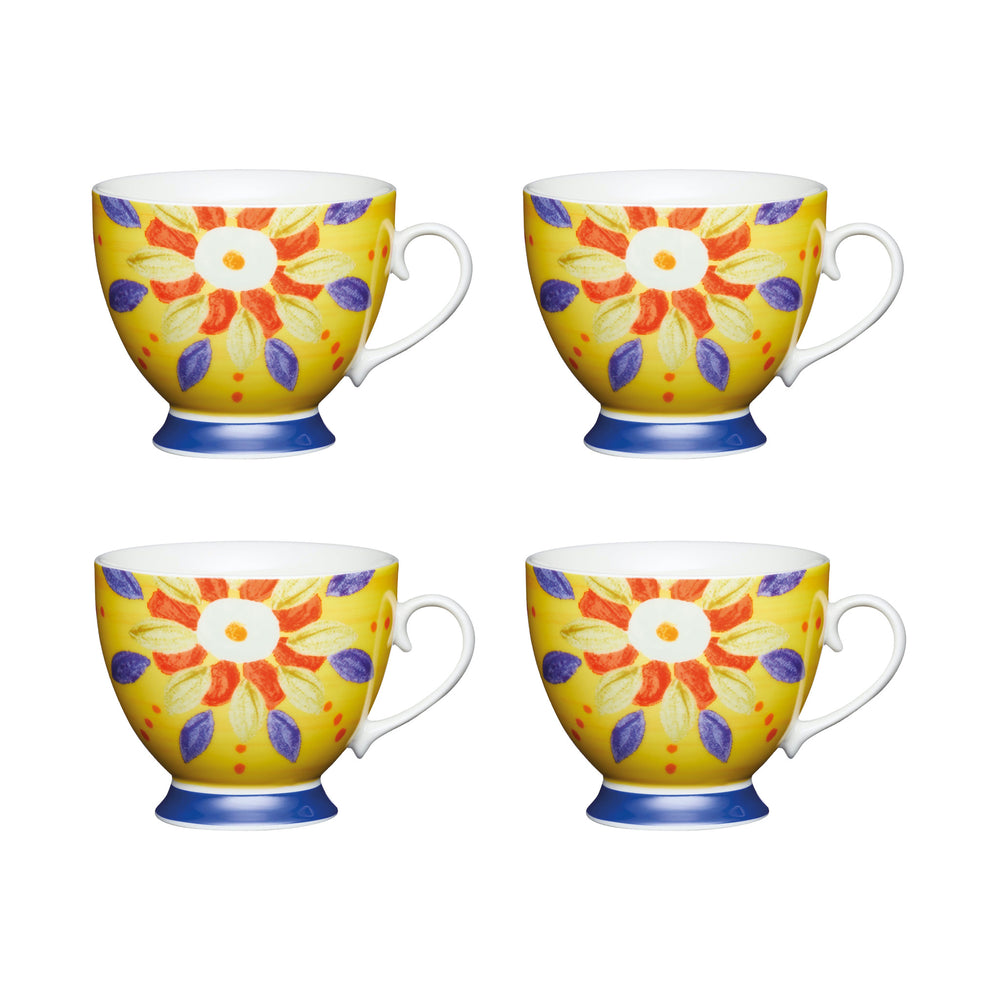 Set of 4 KitchenCraft China Moroccan Yellow Footed Mugs image 1