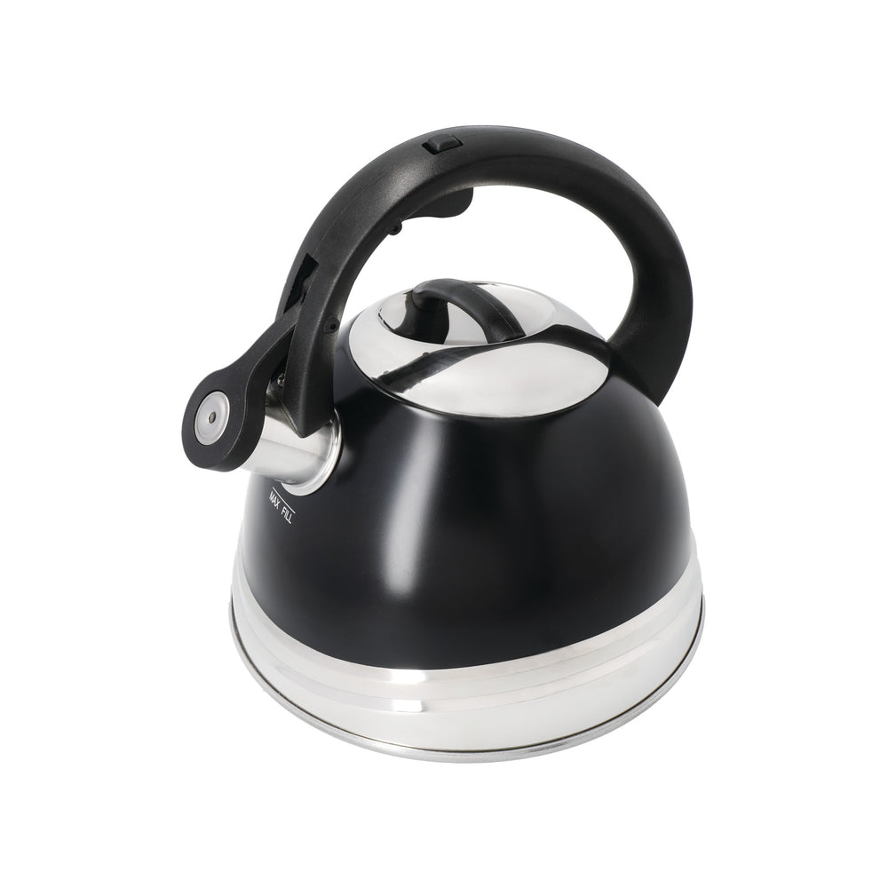 La Cafetière 2L Black Whistling Kettle - Steel, Gift Boxed image 1
