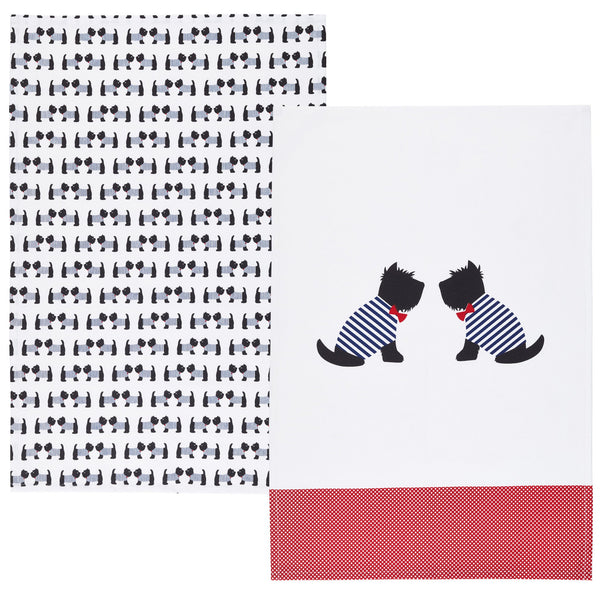 KitchenCraft Set of 2 Westie Tea Towels image 2