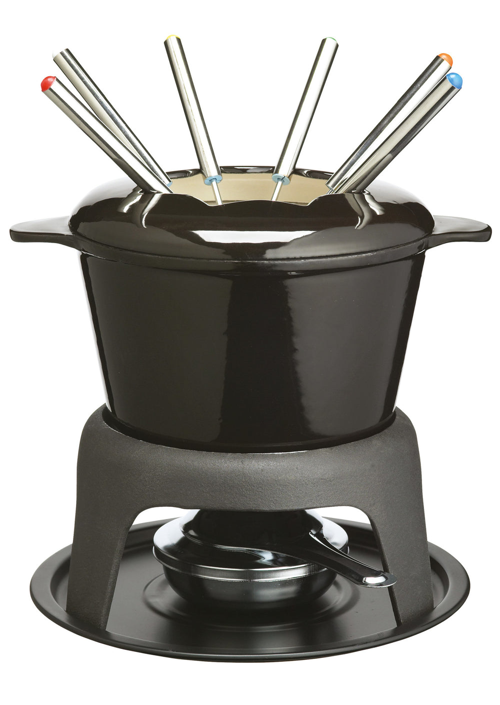 MasterClass Cast Iron Enamelled Black Fondue Set image 1