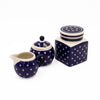 London Pottery Bundle with Sugar and Creamer Set and Ceramic Canister - Blue and White Circle
