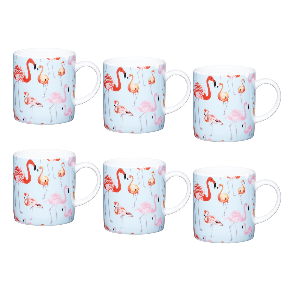 Set of 6 KitchenCraft 80ml Porcelain Flamingo Espresso Cups image 1