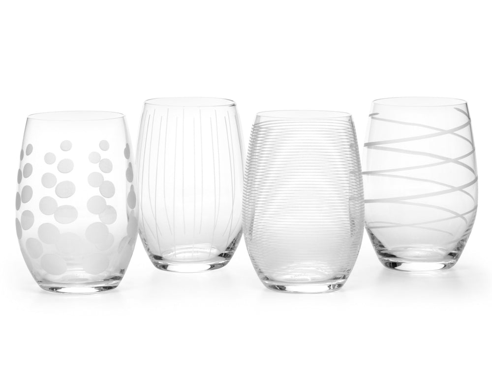 Mikasa 'Cheers' Set of 4 Etched Crystal Stemless Wine Glasses image 1