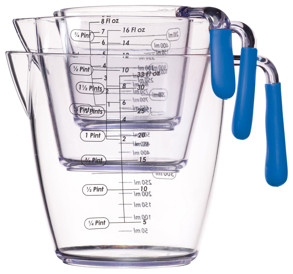 Colourworks 3 Piece Blue Acrylic Measuring Jug Set image 1