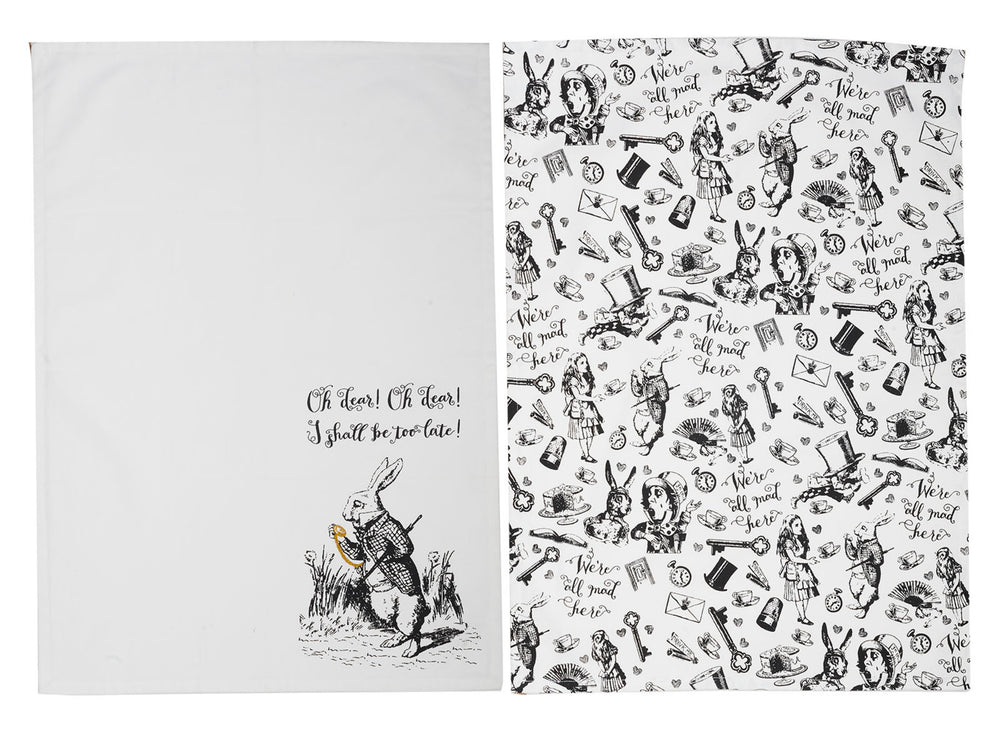 Victoria And Albert Alice In Wonderland Set of 2 Tea Towels image 1