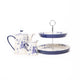 3pc Ceramic Tea Set with 4-Cup Teapot, 2-Tiered Cake Stand and Milk Jug - Blue Rose
