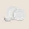 12pc White Porcelain Dinner Set with 4x 29.5cm Dinner Plates, 4x 22cm Side Plates and 4x 15.5cm Cereal Bowls - M by Mikasa image 1