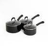 3pc Heavy Duty Non-Stick Aluminium Saucepan Set, with 16cm, 18cm and 20cm Saucepans with Lids image 1