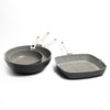 4pc Cast Aluminium Non-Stick Cookware Set with 2x Frying Pans, 20cm & 28cm, Square Grill Pan and Wok image 1