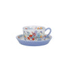 London Pottery Viscri Meadow Floral Tea Cup and Saucer Set - Ceramic, Almond Ivory / Cornflower Blue image 1