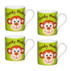 Set of 4 KitchenCraft Set of China Cheeky Monkey Mini Mugs