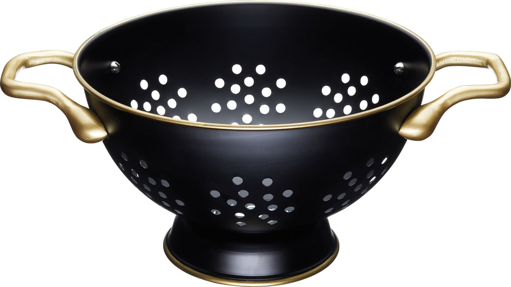 MasterClass 24cm Stainless Steel Matt Black and Brass Colander image 1