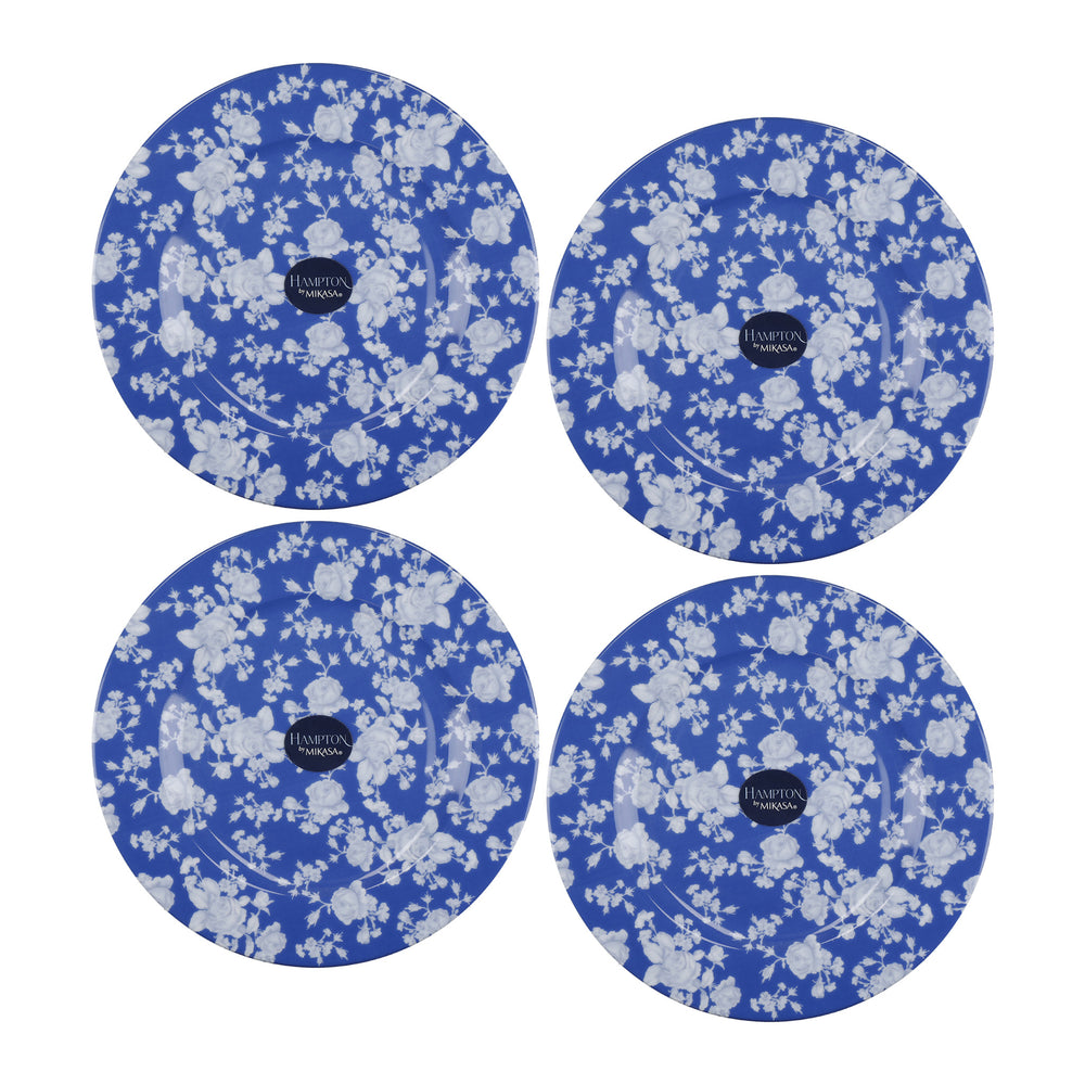 Set of 4 Mikasa Hampton Porcelain Blue & White Flowers 19cm Side Plates image 1