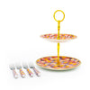 5pc Rose China Tea Set with 2-Tier Cup Cake Stand and 4x Forks - Teas & C's Kasbah image 1