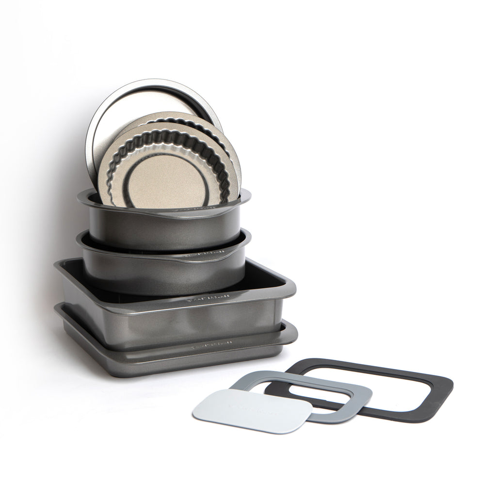 MasterClass Set of Gift-Boxed Smart Space Stacking Non-Stick Cake Baking Set 7 Piece, Three-in-One Trivet Set image 1