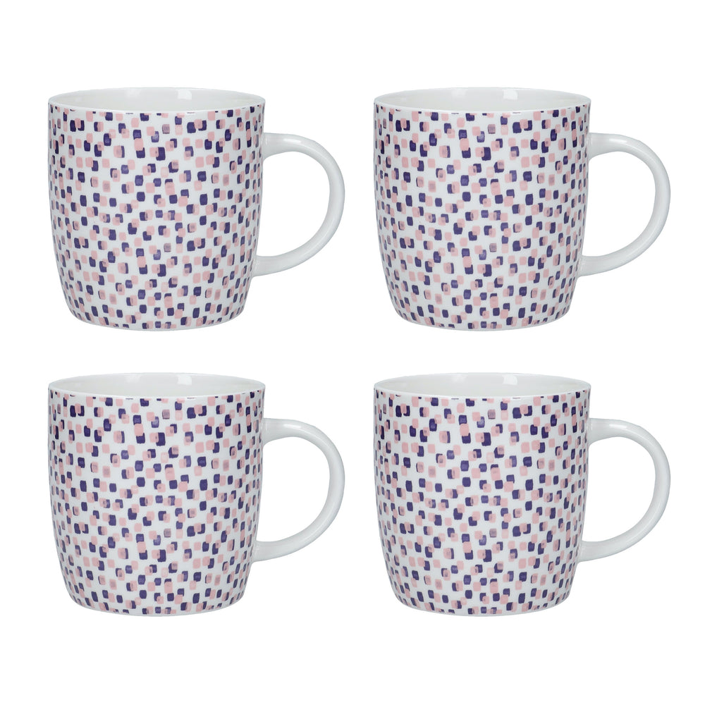 Set of 4 KitchenCraft China 425ml Geometric Square Barrel Shaped Mugs image 1