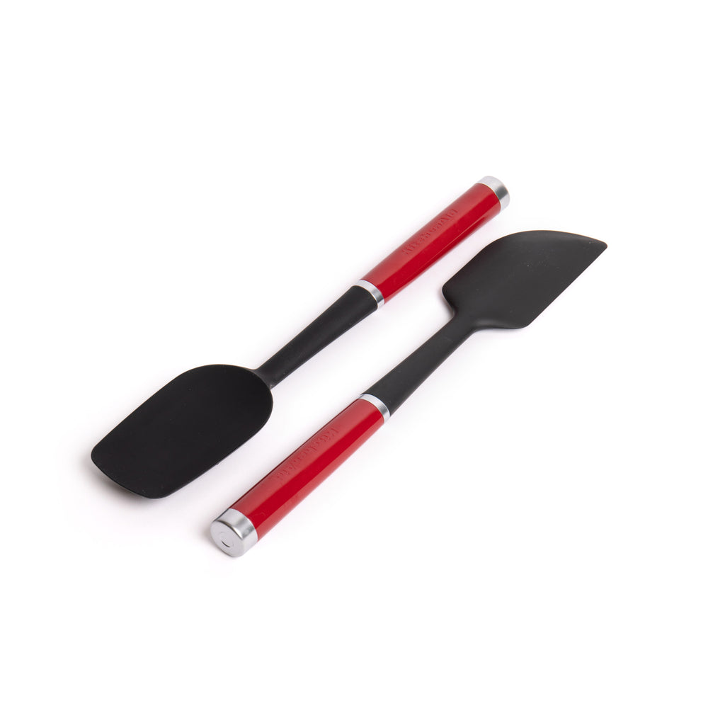 Set of 2 Empire Red Cooking Utensils with Silicone Scraper Spatula & Spoon Spatula image 1