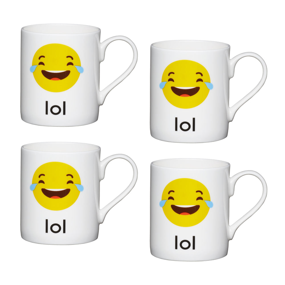Set of 4 KitchenCraft Set of China LOL Emoji Face Mini Mugs image 1