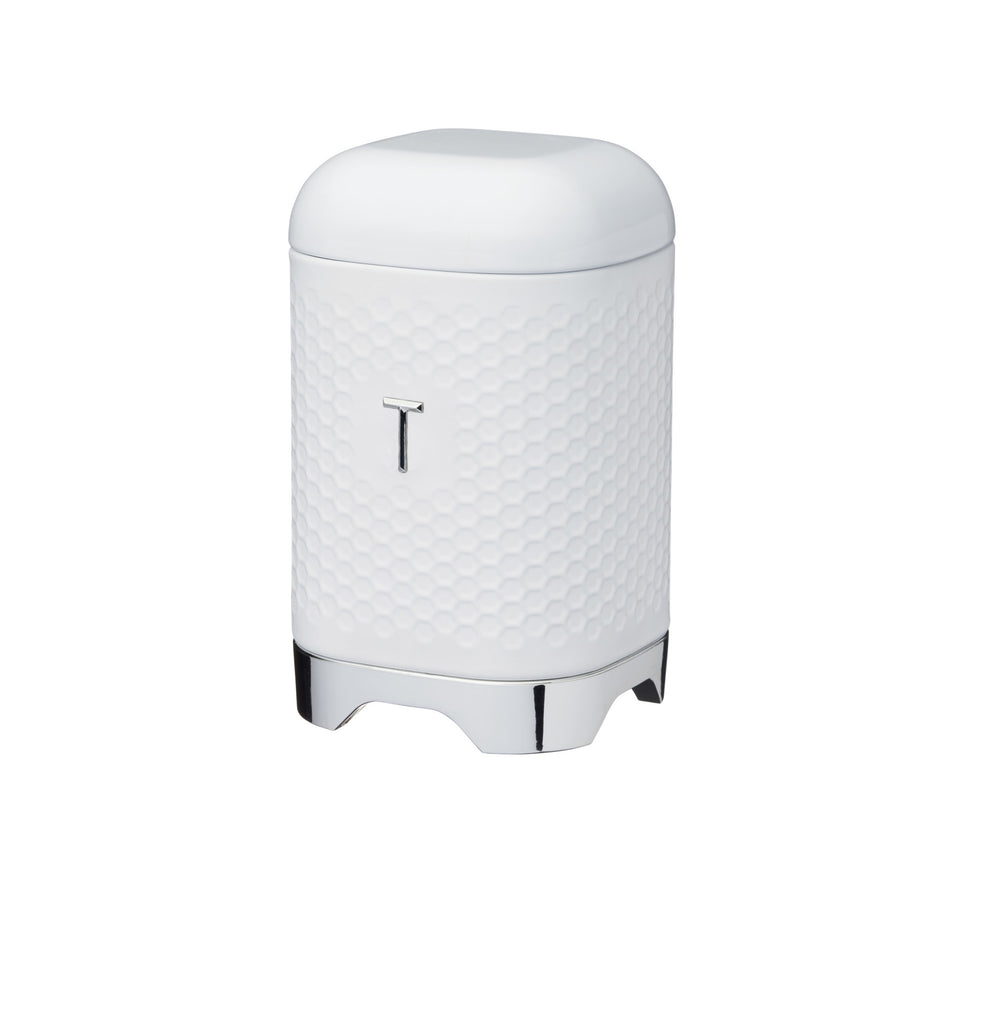 Lovello Retro Tea Canister with Geometric Textured Finish - Ice White image 1