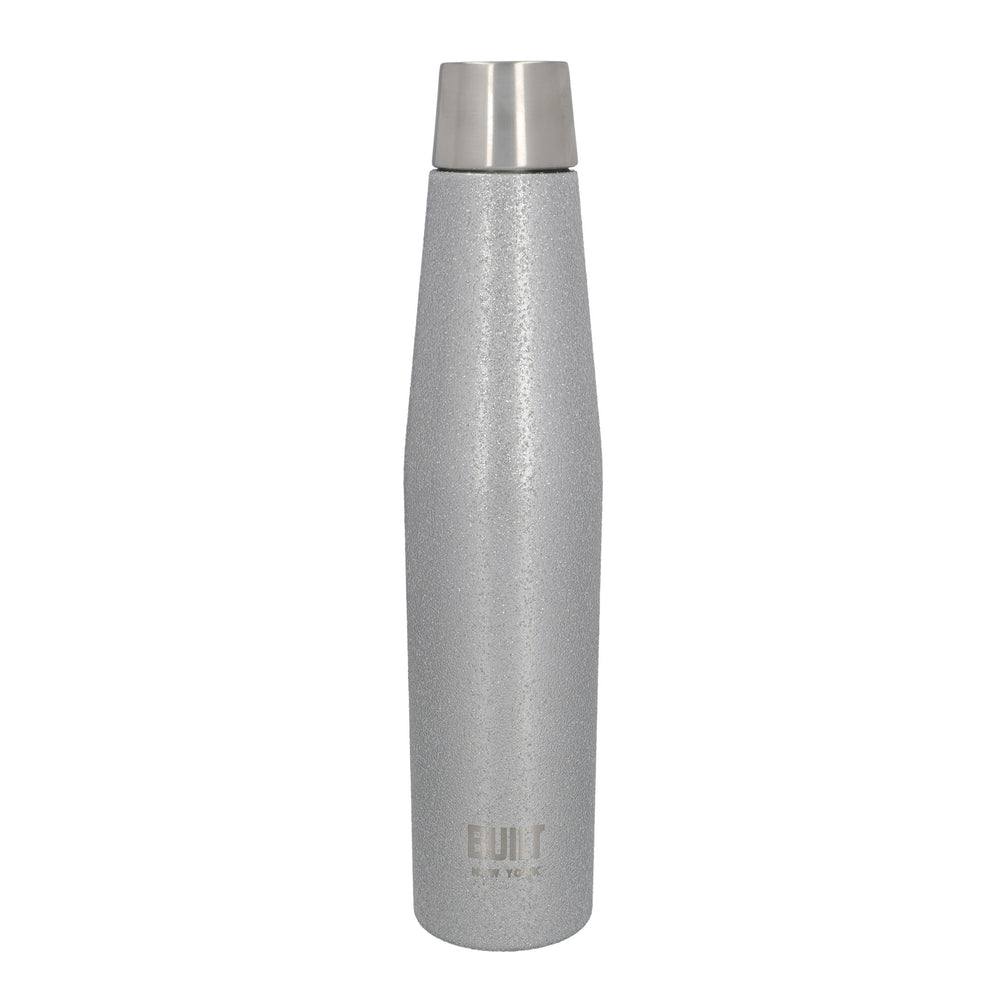 BUILT Apex 540ml Insulated Water Bottle, BPA-Free 18/8 Stainless Steel - Silver Glitter image 1