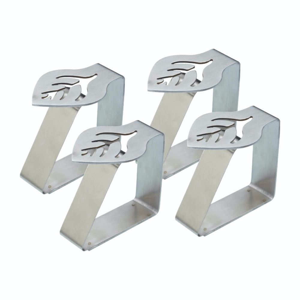 KitchenCraft Set of 4 Leaf Shaped Stainless Steel Table Cloth Clips image 1
