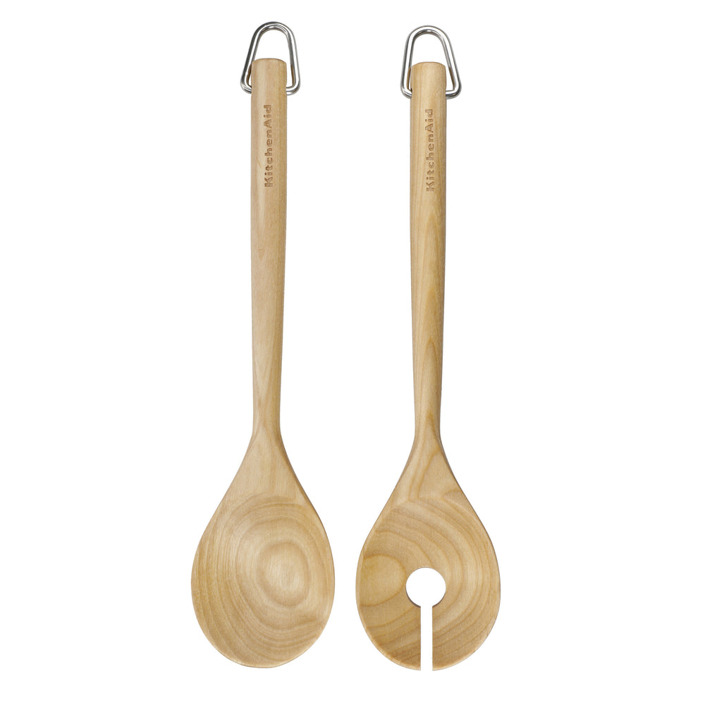KitchenAid Birchwood Salad Servers, Fork and Spoon image 1