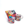3pc Zig Zag Zeb Tea Set with 370ml Mug, Coaster and Cotton Tea Towel - Love Hearts image 1