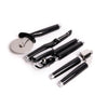 4pc Onyx Black Utensil Set with Multi-Function Can Opener, Pizza Wheel, Garlic Press and Euro Peeler image 1
