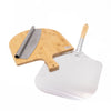 3pc Pizza Peel Set with Pizza Paddle, Bamboo Serving Board and Stainless Steel Rocking Knife image 2