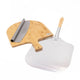 3pc Pizza Peel Set with Pizza Paddle, Bamboo Serving Board and Stainless Steel Rocking Knife