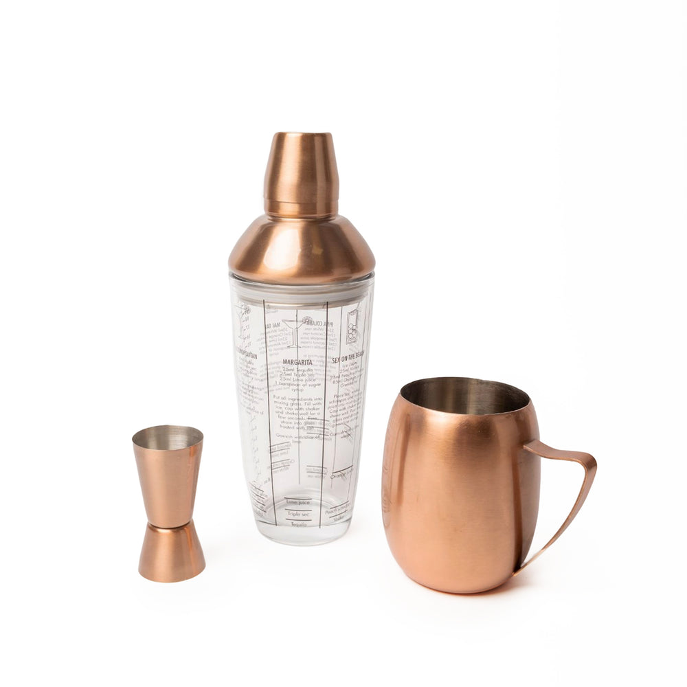 3pc Bartender Set including Copper-Finish Boston Shaker, Multi-Measure Jigger and Moscow Mule Mug image 1
