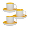 Set of 3 La Cafetiere Barcelona Mustard 260ml Coffee Cups and Saucers image 1