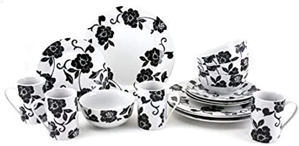 Creative Tops DSC1105  16-Piece Vivienne Dinner Set - White/Black, Service for 4 image 1