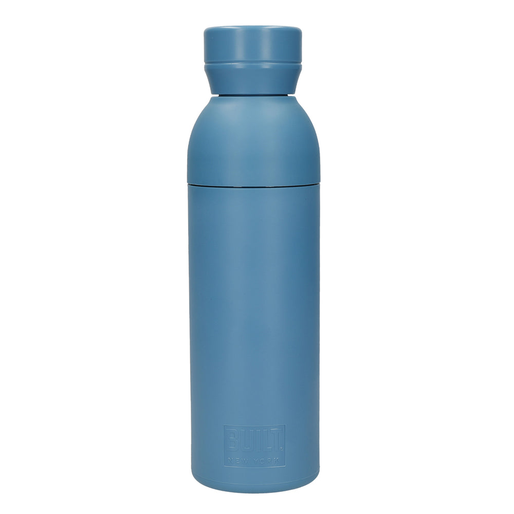 BUILT Planet Bottle, 500ml Recycled Reusable Water Bottle with Leakproof Lid - Blue image 1
