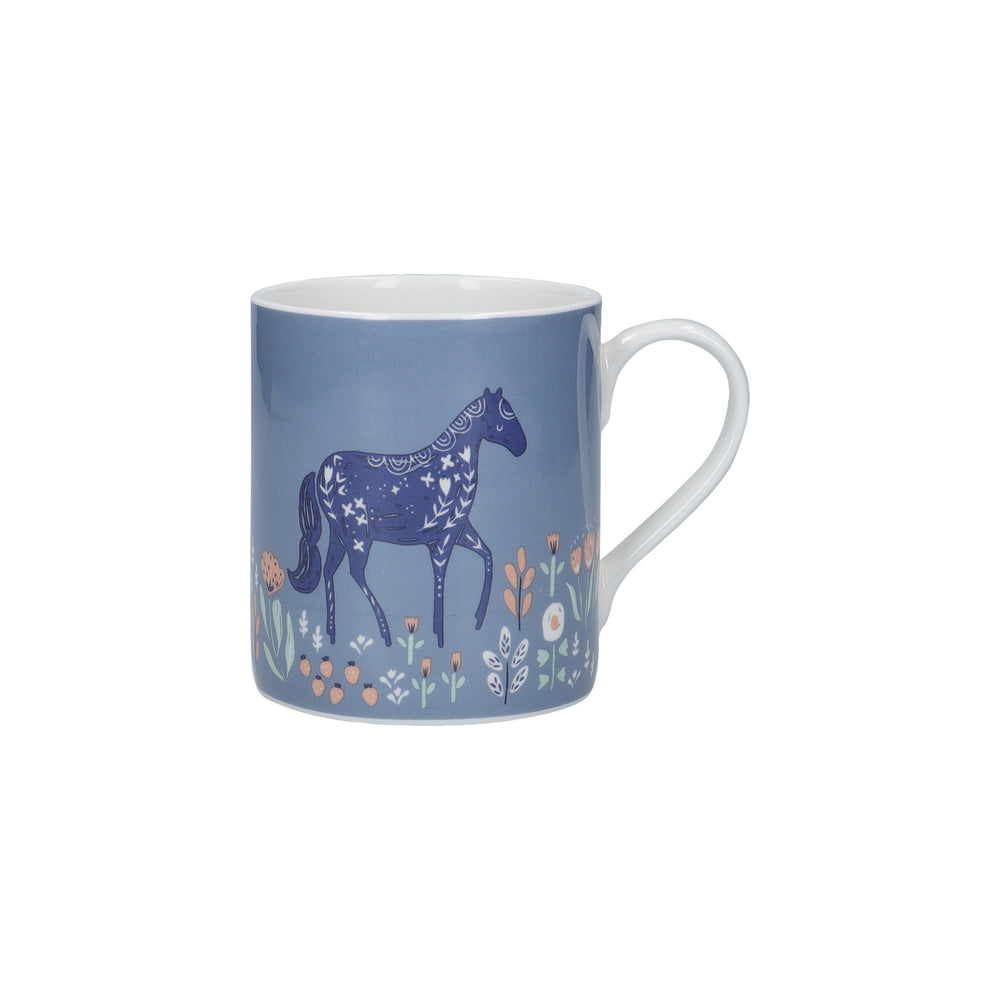 KitchenCraft Fine Bone China Woodcut Horse 250ml Can Mug image 1