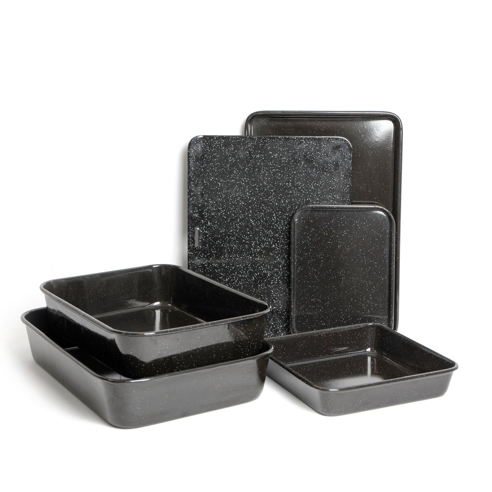 6pc Vitreous Enamel Non-Stick Cookware Set with 2x Roasting Pans and 4x Baking Trays image 1